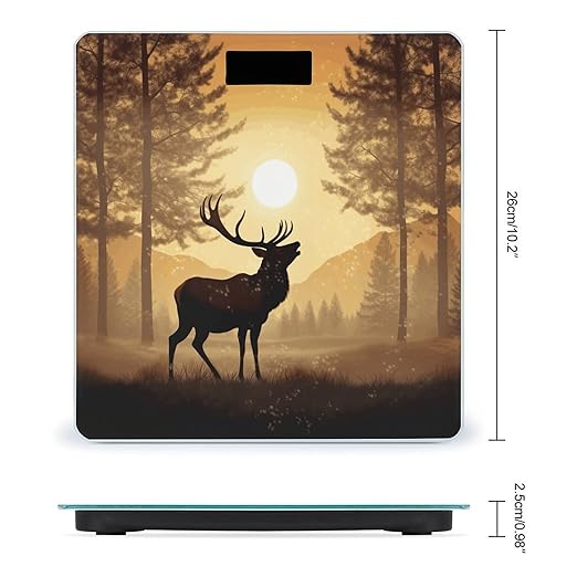Elk Artwork Scale for Body Weight Anti-Slip Tempered Glass Digital Bathroom Scales Clear LCD Display Weighing Scale Safe Rounded Corners Smart Scales
