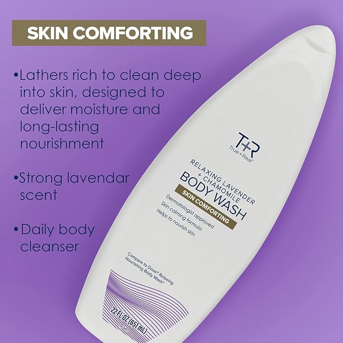 True+Real Relaxing Lavender Body Wash 22 oz 4 Pack