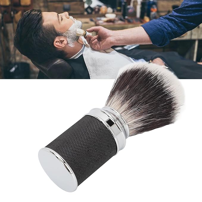 Beard Brush Beard Trimming Cleaning Brush Professional Men Beard Cream Soap Foaming Brush Aluminum Alloy Nylon Hair for Home Hair Salon Nylon Hair Beard