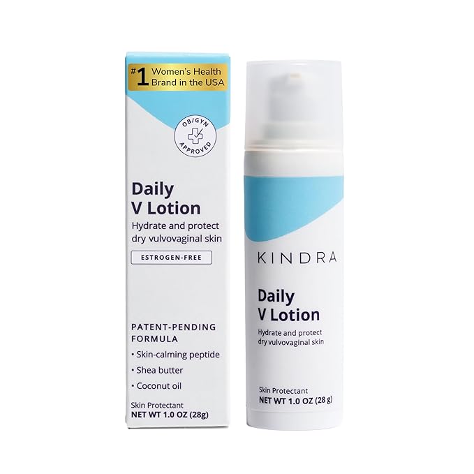 Kindra Daily V Vaginal Moisturizer Lotion - OBGYN Recommended for Dryness &amp Itch with Hyaluronic Acid Prevents Infection &amp Odor - Estrogen-Free Cream pH-Balanced Feminine Care - 60 Applicat