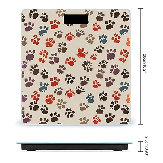 Cartoon Paw Prints Scale for Body Weight Anti-Slip Tempered Glass Digital Bathroom Scales Clear LCD Display Weighing Scale Safe Rounded Corners Smart Scales