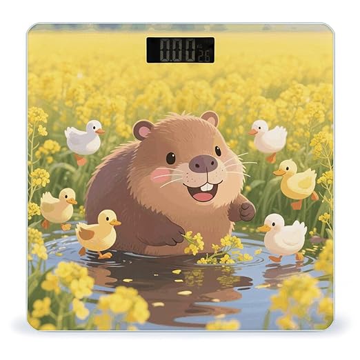 Digital Bathroom Scale for Body Weight Scale with Bright LCD Display High Accuracy Step-On Technology Auto On/Off Cute Capybara Digital Scales 400 Lbs /180kg