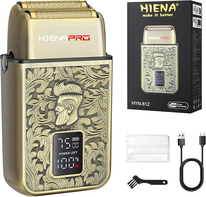 HIENA PRO Electric Razor for Men Cordless Professional Foil Shaver &amp Bald Head Precision Trimmer Travel Shaving USB Charging LED Display Perfect Gifts for Men