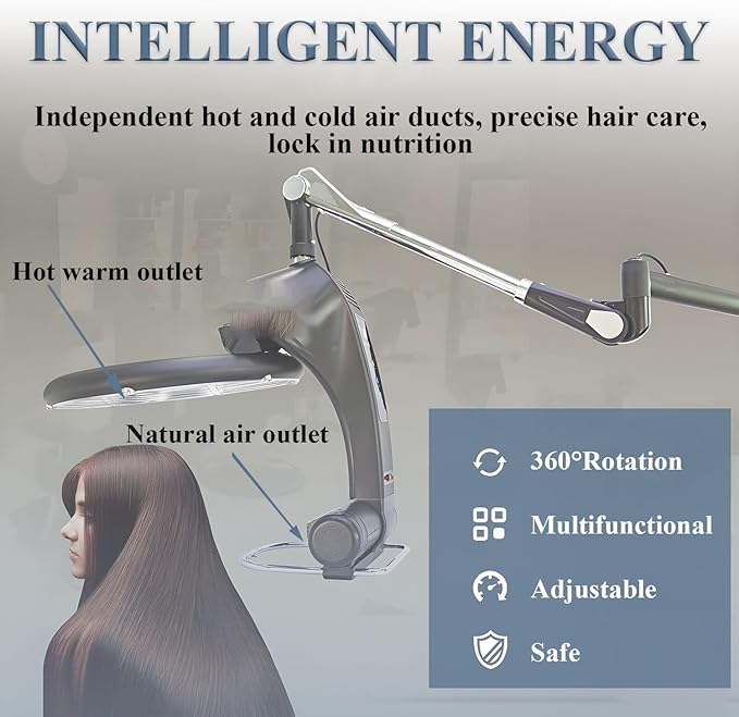 360°Rotate Multi-Functional Salon EquipmentProfessional Salon Drying Perming Machinewith 6 Modes Hair Dryer for Home and Salon Hanging