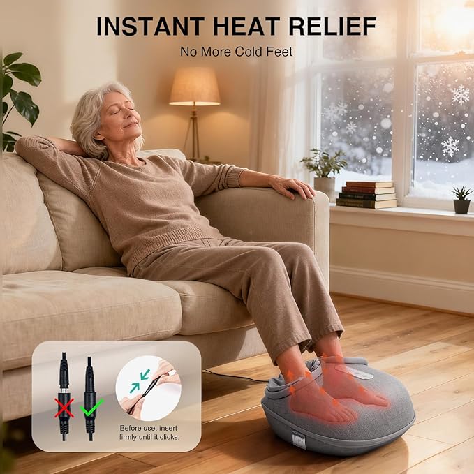 Medcursor Foot Massager with Heat - Shiatsu Deep Kneading Delivers Relief for Tired Muscles and Plantar Multi-Level Settings &amp Adjustable Intensity for Home or Office Use Gifts for Women Mom