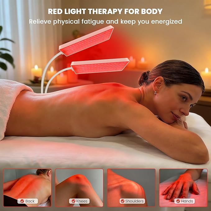 2 Head Red Light Therapy Lamp for Body and Face Use 3 in 1 Chip with 660nm Red Light and 850nm Near Infrared Light LED Red Light Therapy Device with 61 inch Adjustable Stand