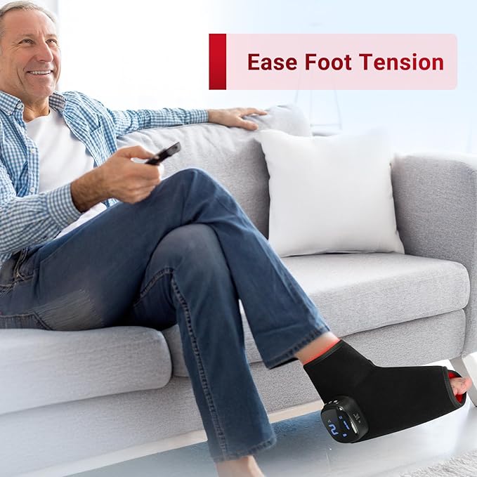Comfytemp 5000mAh Cordless Red Light Therapy for Foot Flexible Near Infrared Light Foot Wrap Wearable Light Shoe with Timer for Foot Ankle Heel Joint Fit Foot Size 4-6