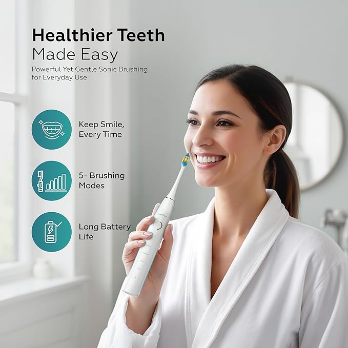 Water Flosser Oral Irrigator &amp Electric Toothbrush Combo – 20 oz Dental Cleaner 10 Adjustable Pressure Levels for Teeth/Braces 6 Jet Tips 2 Brush Heads Quiet BPA-Free