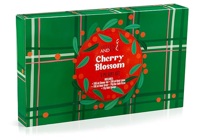 Cherry Blossom Bath &amp Body Gift Set Spa Collection for Women | Shower Gel Body Lotion Body Scrub Bath Bomb | Relaxing Self-Care Kit Birthday &amp Gift Box – Mother's Day Gift for Mom
