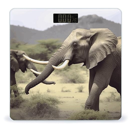 Elephants Animals Digital Bathroom Scale for Body Weight Weighing Scale with Backlit LCD Display High Precision Measurements &amp Measures Weight Up to 180kg
