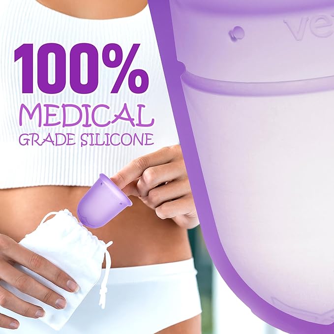 Venus Menstrual Cup (Period Cup for Women) - Best for Heavy Flow - 12 Hours Leak-Free Protection - 100% Medical-Grade Silicone Reusable Cup - Unique Design to Ease Your Period Cycle | Large