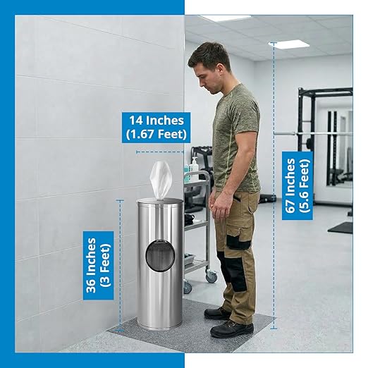 Zoom Wipes Stainless Steel Wipes Dispenser with Built-in Trash Bin – 36 Floor Stand Wipes Holder for Gyms Offices Homes – Sanitizing &amp Disinfecting Station Commercial Grade &amp Rustproof.
