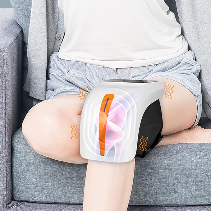 DTOKO Knee Massager -Large Screen Adjustable Temperature Cordless Knee Massagers with Heat and Vibration Portable Wearable Knee Massager Easter Women’s Day Gift for Mon -Orange