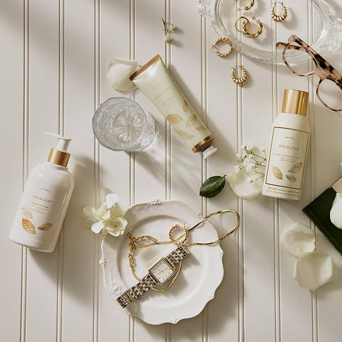 Thymes Moisturizing Body Wash with Pump - Body Soap - Bath Products - Skin Care - Liquid Soap with Notes of Jasmine Rose Hyacinth Creamy lily of the Valley &amp Oak Moss (Goldleaf 9.25 fl oz)