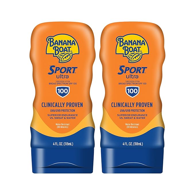 Banana Boat Sport Ultra SPF 100 Sunscreen Lotion Twin Pack &amp SPF 50 Lip Balm 2 Pack