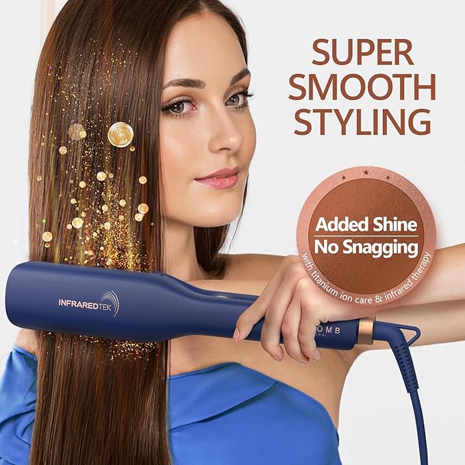 Titanium Flat Iron Hair Straightener | MIRACOMB Professional Straightening Iron Styler with Infrared Light for Straight and Smooth Styles|1.75 Premium 2 in 1 Styling Tool with Digital Heat Settings