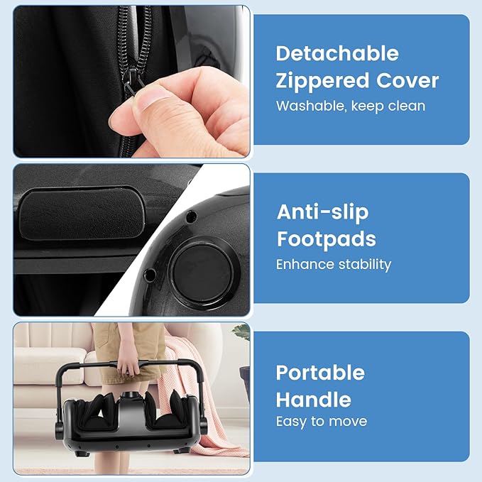 Giantex Foot Massager with Heat Calf Massager with Remove Control 2 Vibration Options 5 Mode &amp 5 Compression Intensity 360°Adjustable Stand Shiatsu Foot Massage Machine for Calf Arm Relax (Bl