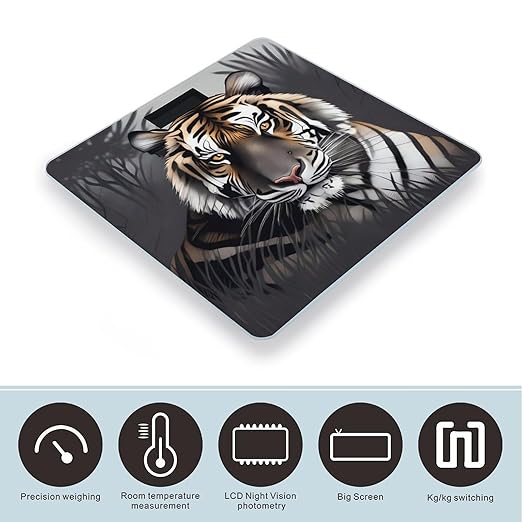 Tiger at Rest Bathroom ScaleHighly Accurate Digital Weighing Machine for People Bright LED Display Weight Scale for The Aldult Home Use