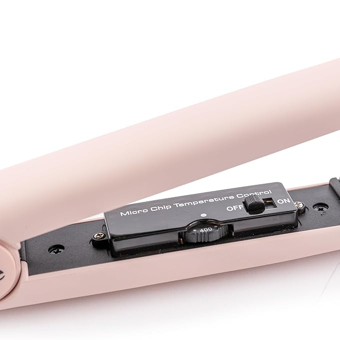L'ANGE HAIR Aplatir Ceramic 1 Flat Iron | Adjustable Temp &amp Dual Voltage Hair Straightener | Tourmaline-Infused Plates for Smooth Frizz-Free Styling | 1 Inch Styling Tool (Blush)