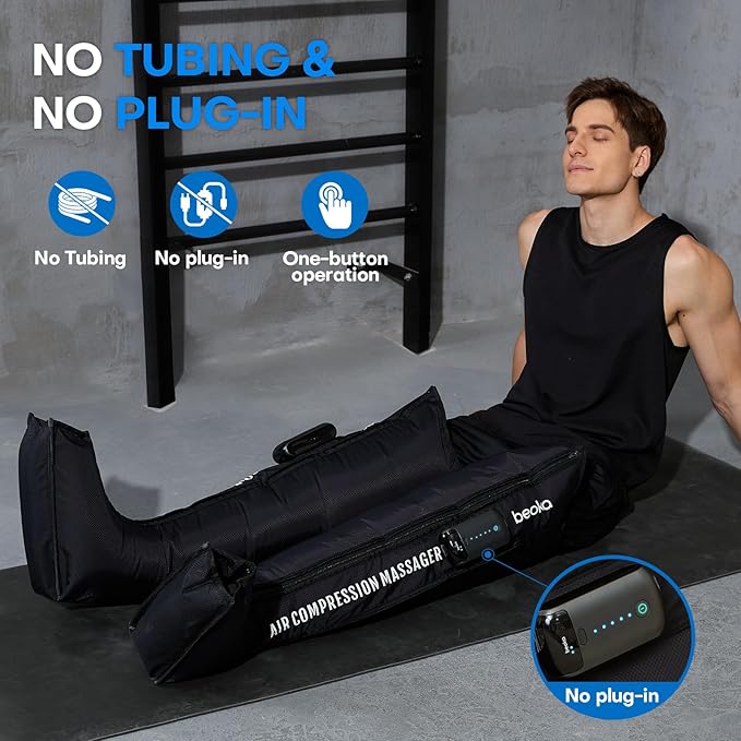 beoka Leg Massager for Circulation and Pain Relief Leg Recovery System for Fast Recovery Cordless Air Compression Boots with 3 Modes 5 Intensities for Athletes Runners and Travelers-L