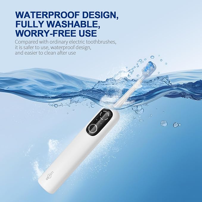 Rechargeable Travel Electric Toothbrush Oscillation and Vibration 60° Wide Angle Vibration 1500mAh Battery 4 Brush Heads IPX7 Waterproof Type-C Fast Charging - 5 Modes with Smart Timer