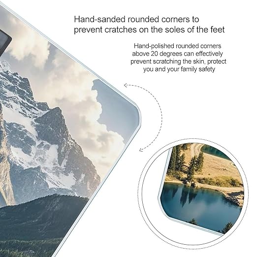 Lake Under Mountain Scale for Body Weight Digital Bathroom Scale Toughened Glass High Precision Scales for Body Weight with Large LCD Backlight Display Weight Scales
