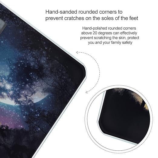 Night Sky with Trees Scale for Body Weight Sturdy Tempered Glass Weighing Scales with LCD Display Accurate Digital Bathroom Scale Convenient Body Fat Smart Scales 400lb