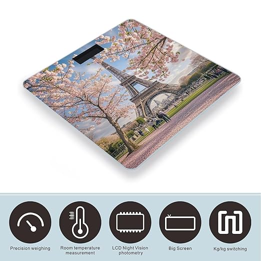 Pink Cherry Blossoms Scale for Body Weight Smart Scales Digital Bathroom Scale High Precision Weighing Scales with Large Display Weighing Machine for People