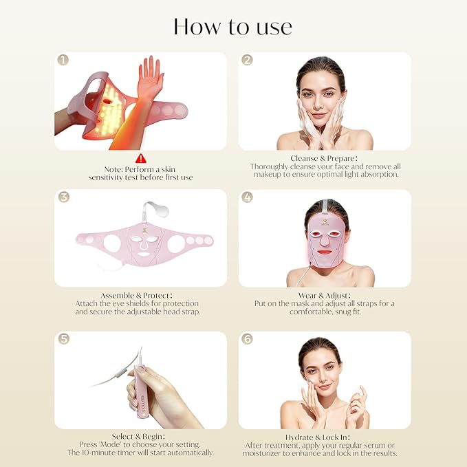 Red Light Therapy Mask for FaceLed Face Mask Light TherapyInfrared Light TherapyAnti-Wrinkle Face Light Therapy Device at HomeFace CareGift for WomenFacial Mask Pink