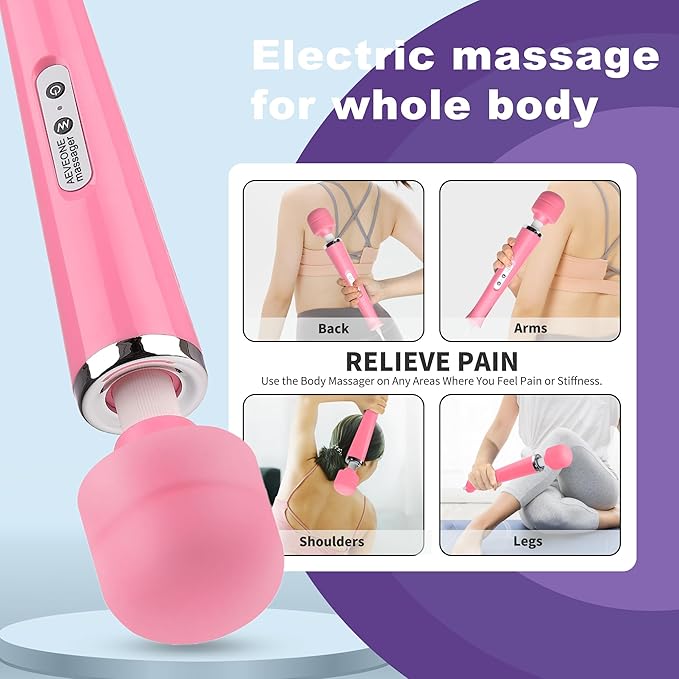 Wired Powerful Handheld Wand Massager Strong Personal Vibration Massage for Sports Recovery Back Muscle Aches All Whole Body Pain (Pink)
