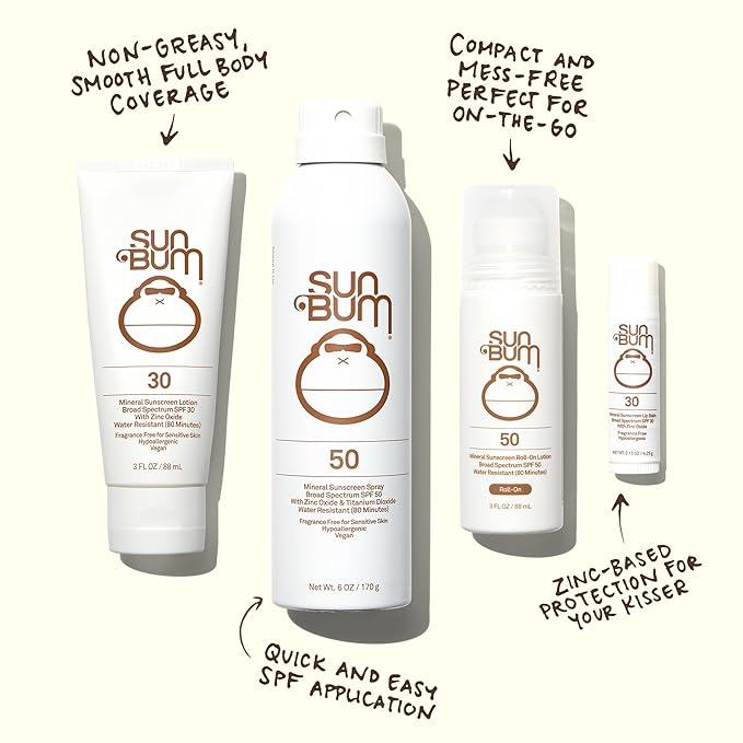 Sun Bum Mineral SPF 50 Sunscreen Body Spray - Water-Resistant Broad Spectrum Moisturizing Sunscreen with Vitamin E - Hawaii 104 Act Compliant (Made without Octinoxate &amp Oxybenzone) - 6 oz