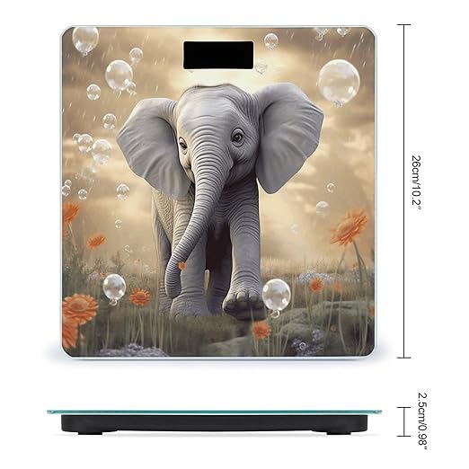 Cute Elephant Play Bathroom Scale Large LCD Backlight Display Digital Scale Rounded Corners Body Scales Automatic Power On/Off Bathroom Scales for Home Bedrooms