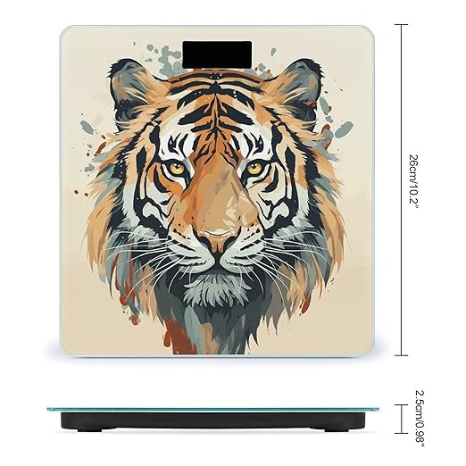 Digital Bathroom Scale for Body Weight Scale with Bright LCD Display High Accuracy Step-On Technology Auto On/Off Year of The Tiger Tiger Face Digital Scales 400 Lbs /180kg