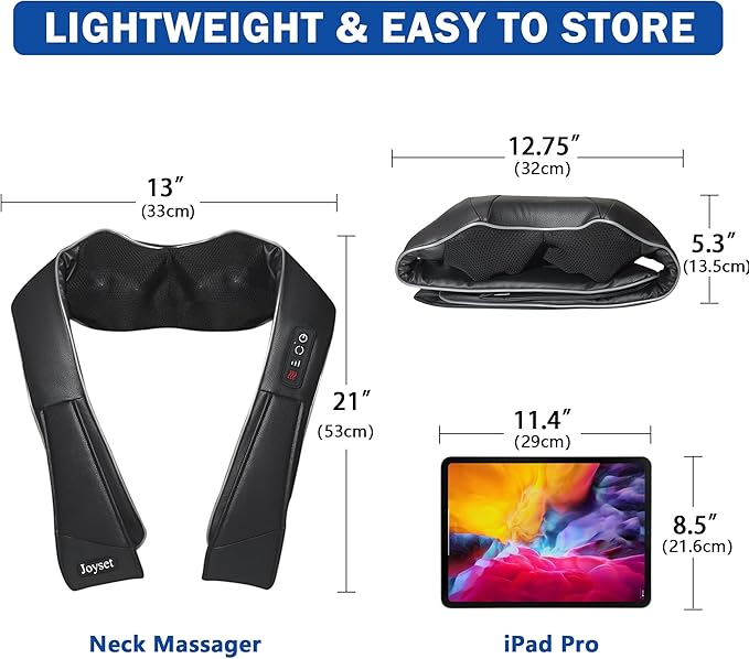 Joyset Neck Massager for Pain Relief Deep Tissue with HeatShiatsu Neck and Back Massager 4D Deep Kneading Massage for ShoulderGifts for Women Men Mom Dad Friend