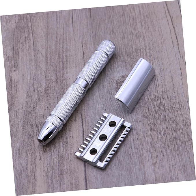 FRCOLOR 3pcs Safety Razor Double Blade Men Shaving Tool Stainless Steel Smooth Shave