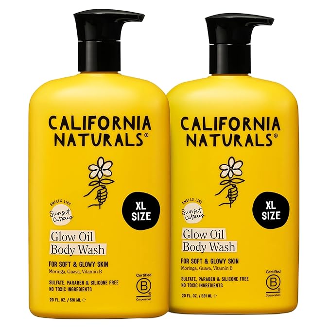 California Naturals Glow Body Wash Sunset Citrus 2-Pack Hydrating Body Wash for Soft Glowing Skin Gentle Skin Care for Women &amp Men Natural Vegan Cruelty Paraben &amp Sulfate Free 20 oz