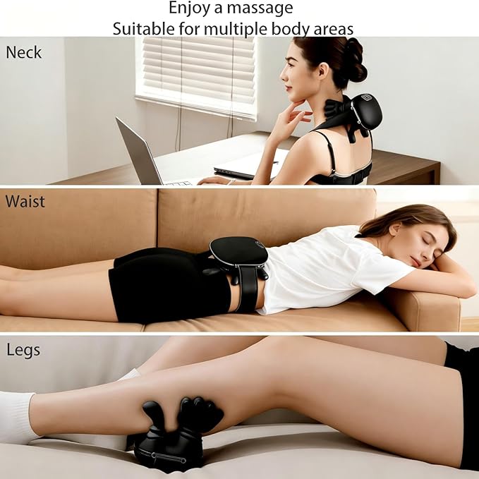 2026 (Upgraded Version) Shiatsu Neck and Back Massager with Heat Portable Bionic Relaxation Massager for Shoulder Cervical Spine &amp Leg Pain Relief Real Touch Therapy Multiple Modes Black