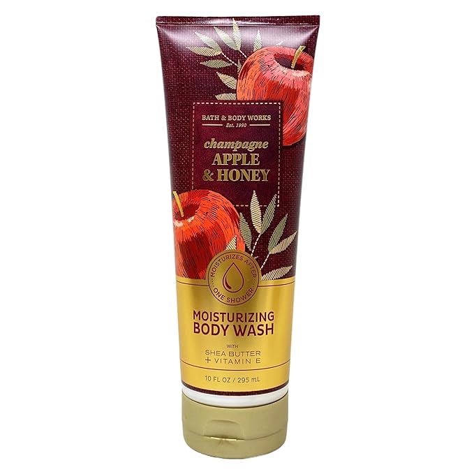 Bath &amp Body Works Champagne Apple &amp Honey 2 Pack Moisturizing Body Washes with a Natural Oats Bar Soap - Full Size
