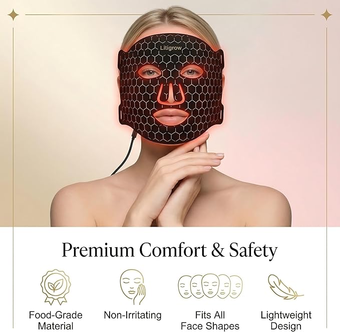Red Light Therapy Mask for Face LED Face Mask Light Therapy with 7 Colors &amp Infrared Facial Skincare Device with Remote 10–30 Min Timer Silicone Mask for Radiant-Looking Skin at Home