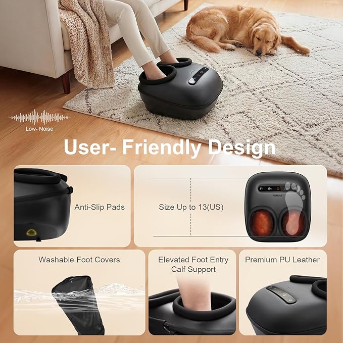 Nekteck Foot Massager with Heat [2026 Upgraded] Electric Shiatsu Foot Massage Machine for Circulation Plantar Fasciitis &amp Neuropathy 3 Intensity Levels FSA Eligible Gifts for Men &amp Women