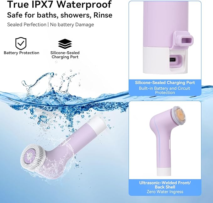 Electric Facial Cleansing BrushRechargeable Silicone Face Scrubber exfoliatorFace Wash Machine3 SpeedsWaterproof Exfoliating &amp Massagefor Women &amp Men Skincare