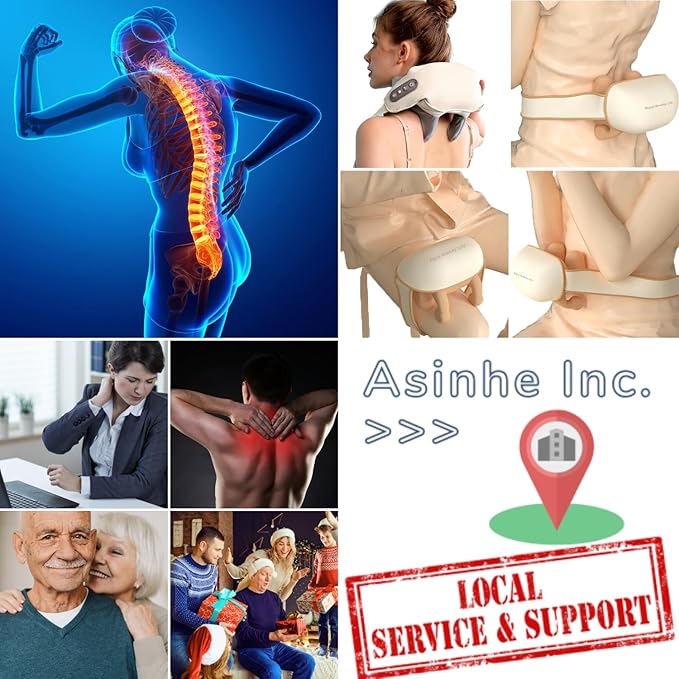Wearable Neck Shoulder Massager Deep Tissue Shiatsu Back Massagers with Heat for Pain Relief Electric Human-Hand Kneading Squeeze Muscles Massage Pillow Gifts for Women Men Full Body Use