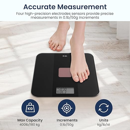 Solar Powered Weight Scale with Endless Power Scale for Body Weight Electronic Bathroom Scale for Weight Loss Digital Weighing Scale with 0.1lb Accuracy No Battery Required 400lb/180kg