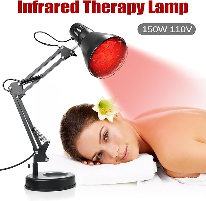 Infrared Red Light Therapy with Sturdy Base Infrared Heat Lamp Device with 150W Bulb Adjustable Near Infrared Light Heat Lamp Set for Body Neck Shoulder Joints Back Pain Relief