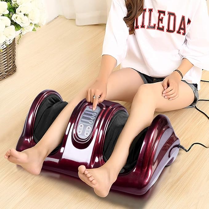 LDAILY Therapeutic Shiatsu Foot Massager Kneading &amp Rolling Massage for Feet 3 Modes Electric Foot Massager with Remote Control (Red)