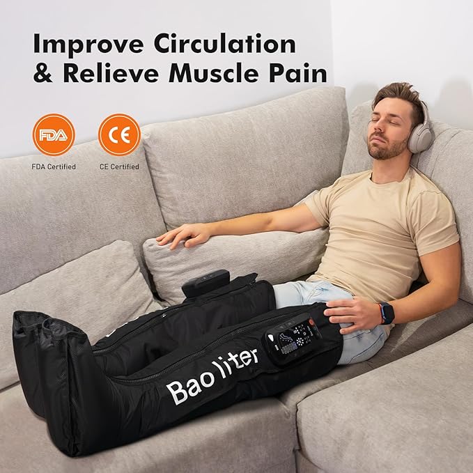 Leg Compression MassagerSequential Pressure Boots with HeatCordless Air Compression Recovery System for Athletes - Circulation and Edema RLS Swelling Pain Relief