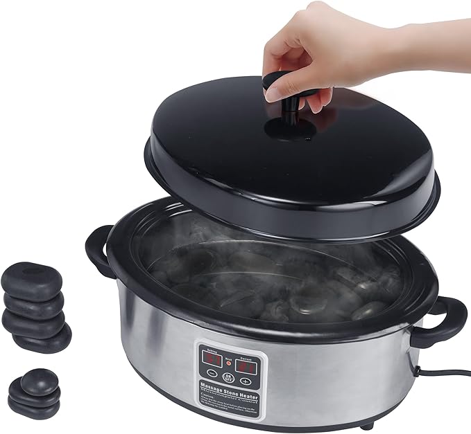 Master Massage 6 Quart LED Hot Stone Warmer with Digital Display– Stainless Steel Hot Stone Heater Portable- Massage Stone Heating Device-Massage Essentials for Massage Therapists