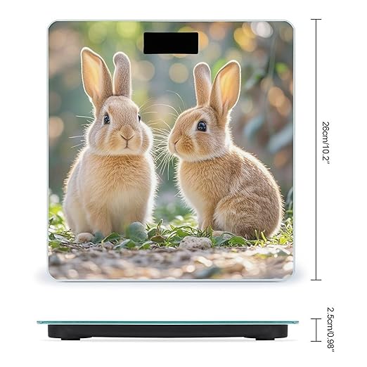 Two Little Cute Rabbits Bathroom Scale for Body Weight with High Precision Large LCD Backlight Display Digital Weighing Scale with BMI Capacity Up to 180kg