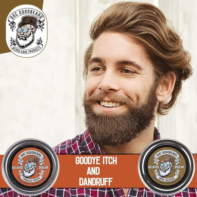 Doc Goodbeard Beard Balm Kit Includes 1 New Gloves Balm and 1 TB Pouch Balm for men All-Natural No Greasy Locks in Moisture for Skin and Beard Promote Beard Growth