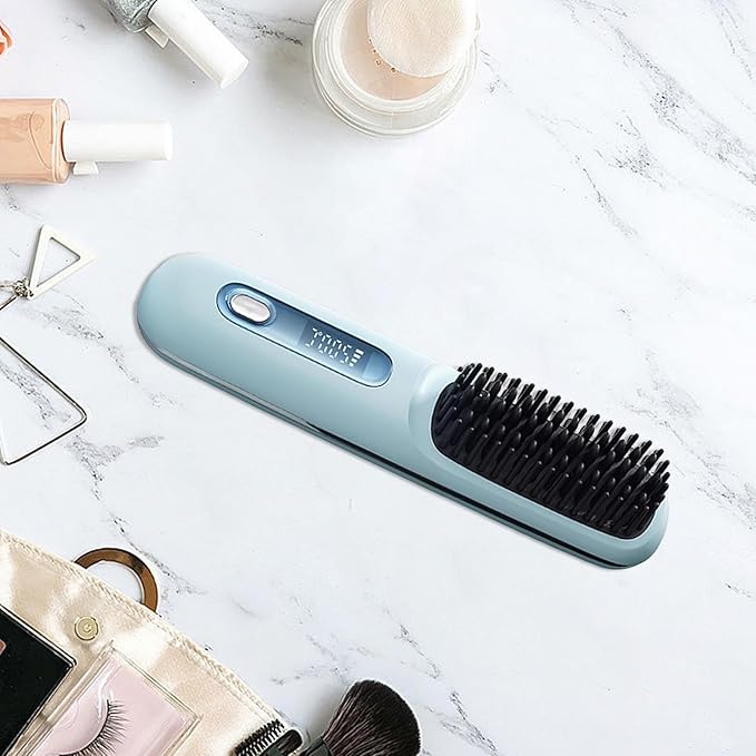 Cordless Hair Straightener - Portable Straightener with LED Display 3 Temperature Settings | Hot Comb for Black Women Hair Rechargeable and Convenient Styling Tool for -The-Go Use